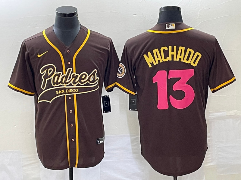 Men's San Diego Padres Manny Machado #13 Brown Jersey Joint Edition